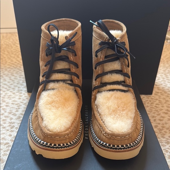 Freda Salvador Winnie Suede and Shearling Moccasin Boot - Picture 5 of 10